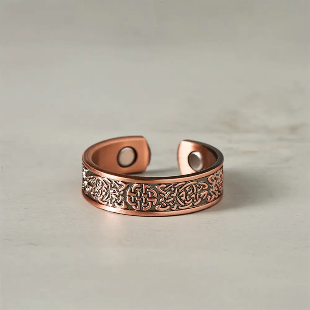 Buddha Stones Copper Abstract Line Pattern Open Luck Cuff Bracelet Bangle Ring - Copper Ring(Inner Diameter: 20mm)