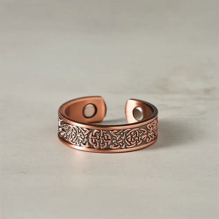 Buddha Stones Copper Abstract Line Pattern Open Luck Cuff Bracelet Bangle Ring - Copper Ring(Inner Diameter: 20mm)