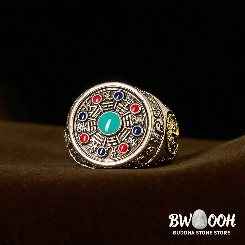 Buddha Stones Copper Bagua Copper Coins Wealth Rotatable Adjustable Ring - Copper Bagua(Adjustable) - Ring