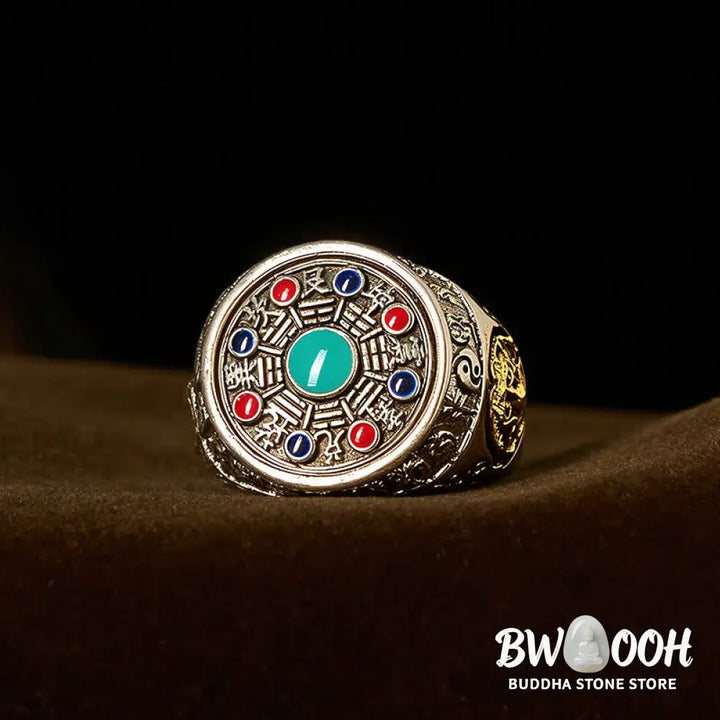 Buddha Stones Copper Bagua Copper Coins Wealth Rotatable Adjustable Ring - Copper Bagua(Adjustable) - Ring