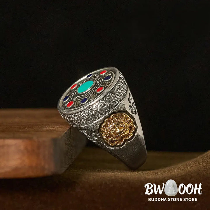 Buddha Stones Copper Bagua Copper Coins Wealth Rotatable Adjustable Ring - Copper Bagua(Adjustable) - Ring