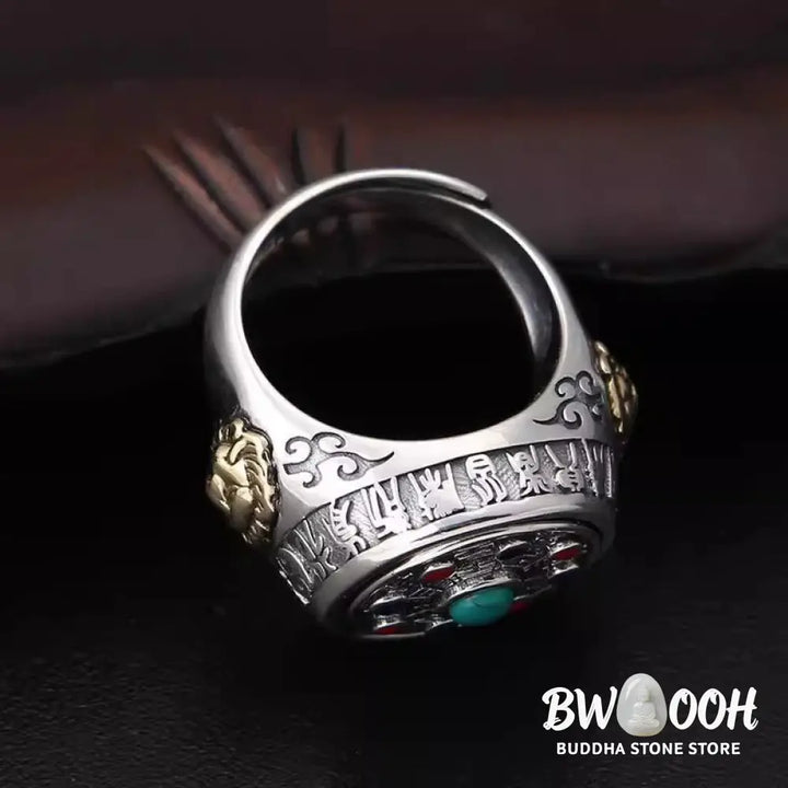 Buddha Stones Copper Bagua Copper Coins Wealth Rotatable Adjustable Ring - Copper Bagua(Adjustable) - Ring