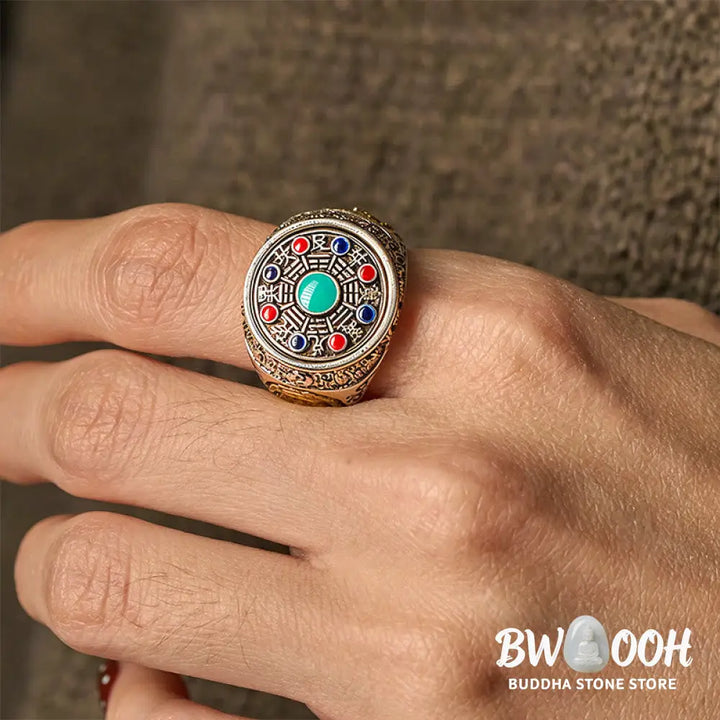 Buddha Stones Copper Bagua Copper Coins Wealth Rotatable Adjustable Ring - Copper Bagua(Adjustable) - Ring