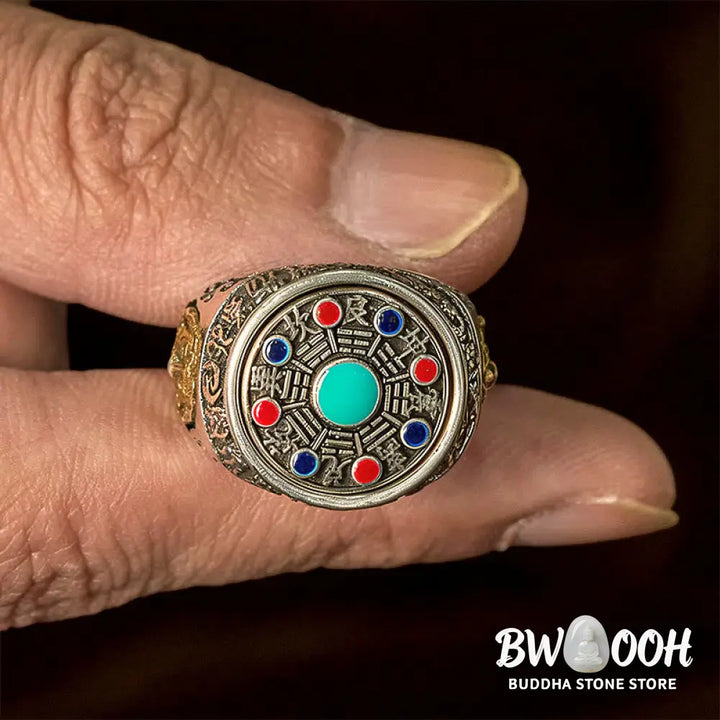 Buddha Stones Copper Bagua Copper Coins Wealth Rotatable Adjustable Ring - Copper Bagua(Adjustable) - Ring
