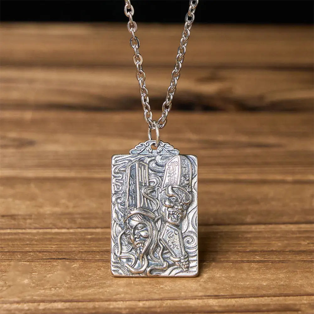 Buddha Stones Copper Black White Impermanence Pattern Balance Pendant Necklace - BWOOOH - Black & White Impermanence &