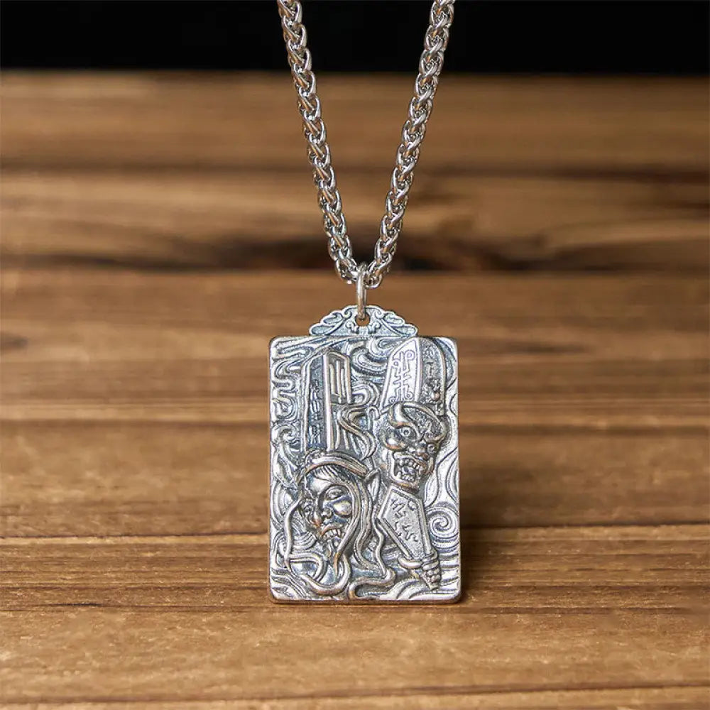 Buddha Stones Copper Black White Impermanence Pattern Balance Pendant Necklace - BWOOOH - Black &amp; White Impermanence &amp;