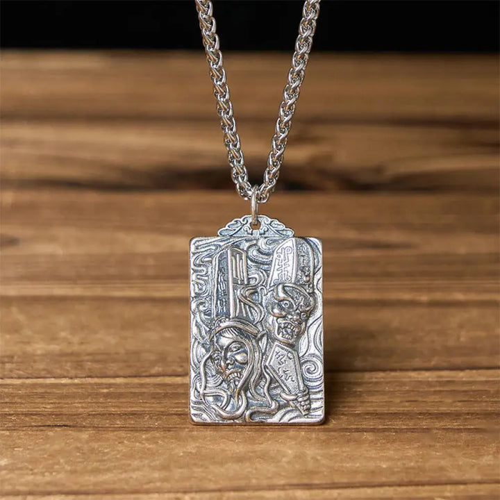 Buddha Stones Copper Black White Impermanence Pattern Balance Pendant Necklace - BWOOOH - Black &amp; White Impermanence &amp;