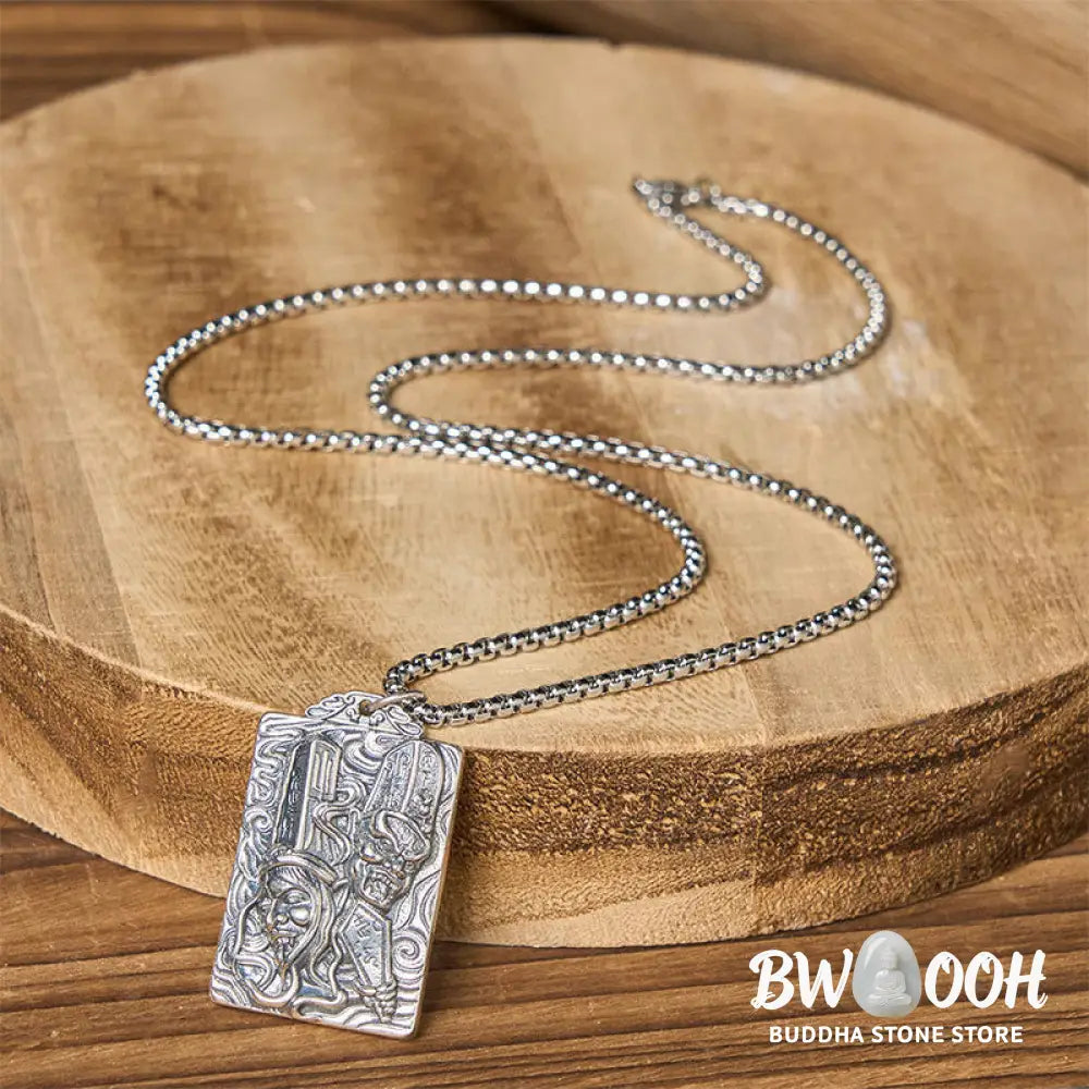 Buddha Stones Copper Black White Impermanence Pattern Balance Pendant Necklace - BWOOOH - Necklaces &amp; Pendants