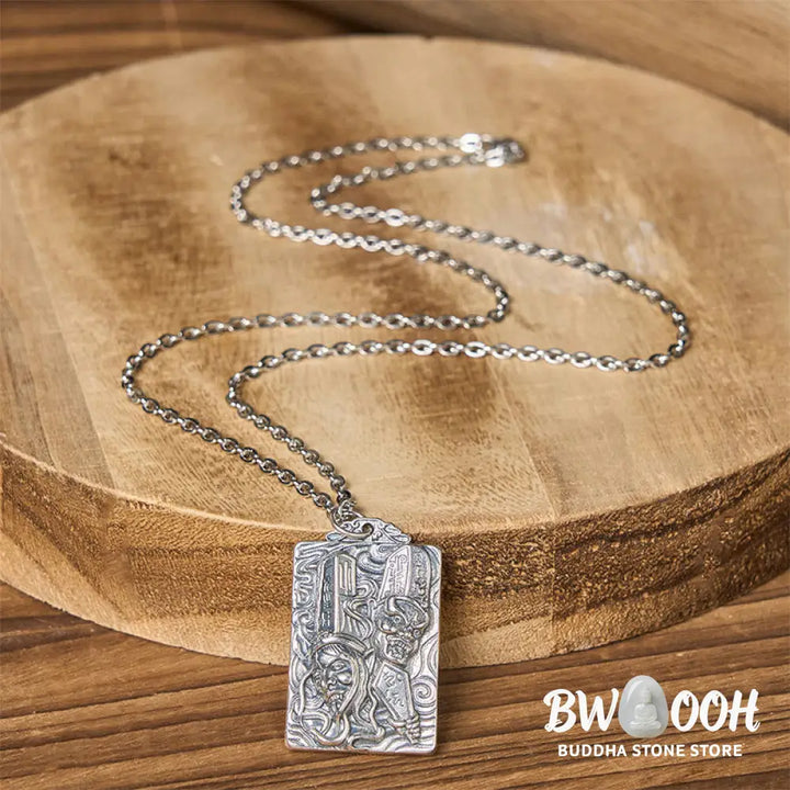 Buddha Stones Copper Black White Impermanence Pattern Balance Pendant Necklace - BWOOOH - Necklaces &amp; Pendants