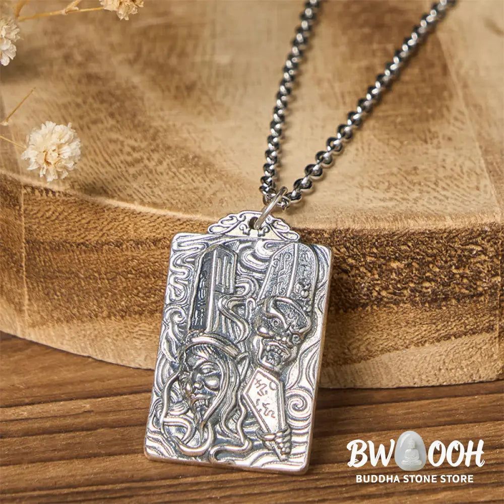 Buddha Stones Copper Black White Impermanence Pattern Balance Pendant Necklace - BWOOOH - Necklaces & Pendants