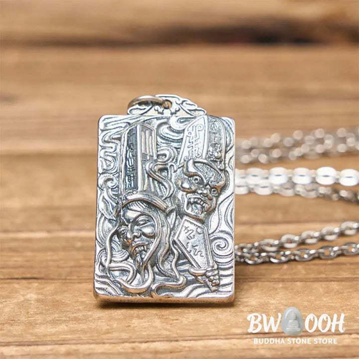 Buddha Stones Copper Black White Impermanence Pattern Balance Pendant Necklace - BWOOOH - Necklaces &amp; Pendants