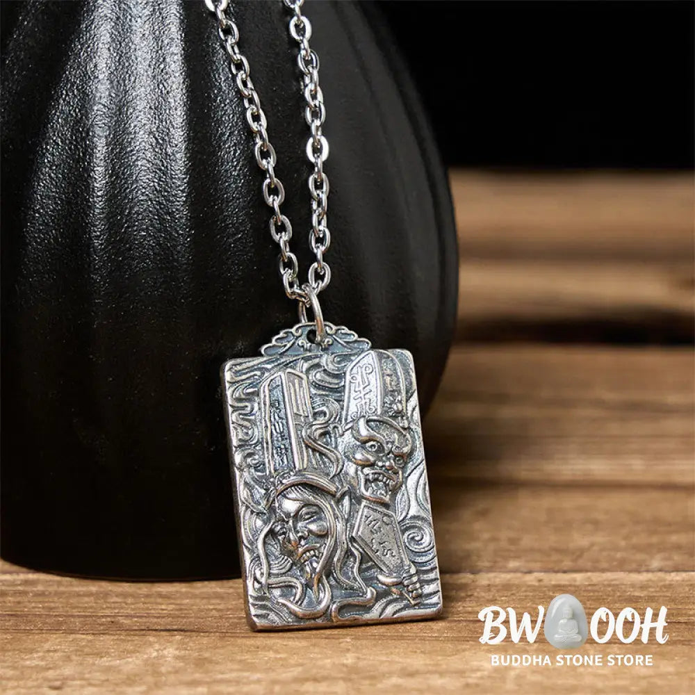 Buddha Stones Copper Black White Impermanence Pattern Balance Pendant Necklace - BWOOOH - Necklaces &amp; Pendants