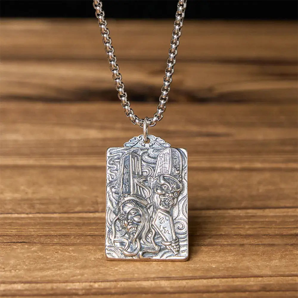 Buddha Stones Copper Black White Impermanence Pattern Balance Pendant Necklace - BWOOOH - Black &amp; White Impermanence &amp;