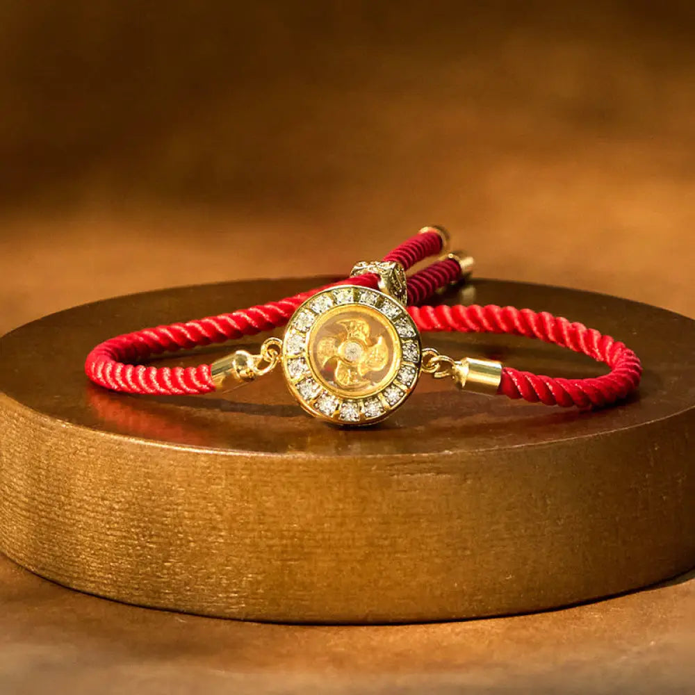 BWOOOH Copper Brass Feng Sheng Shui Qi Rotatable Windmill Red String Faith Braided Bracelet - BWOOOH - Copper