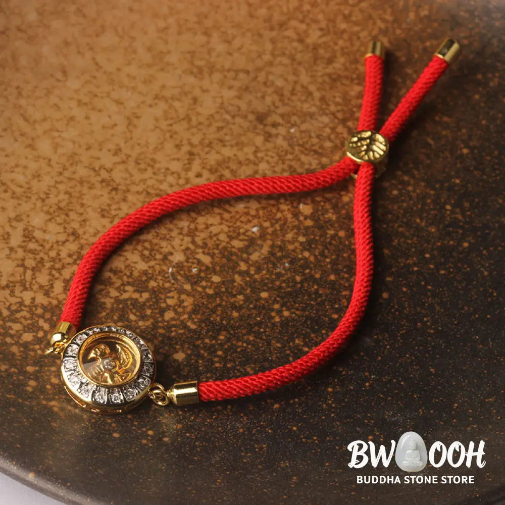 Buddha Stones Copper Brass Feng Sheng Shui Qi Rotatable Windmill Red String Faith Braided Bracelet - BWOOOH - Copper