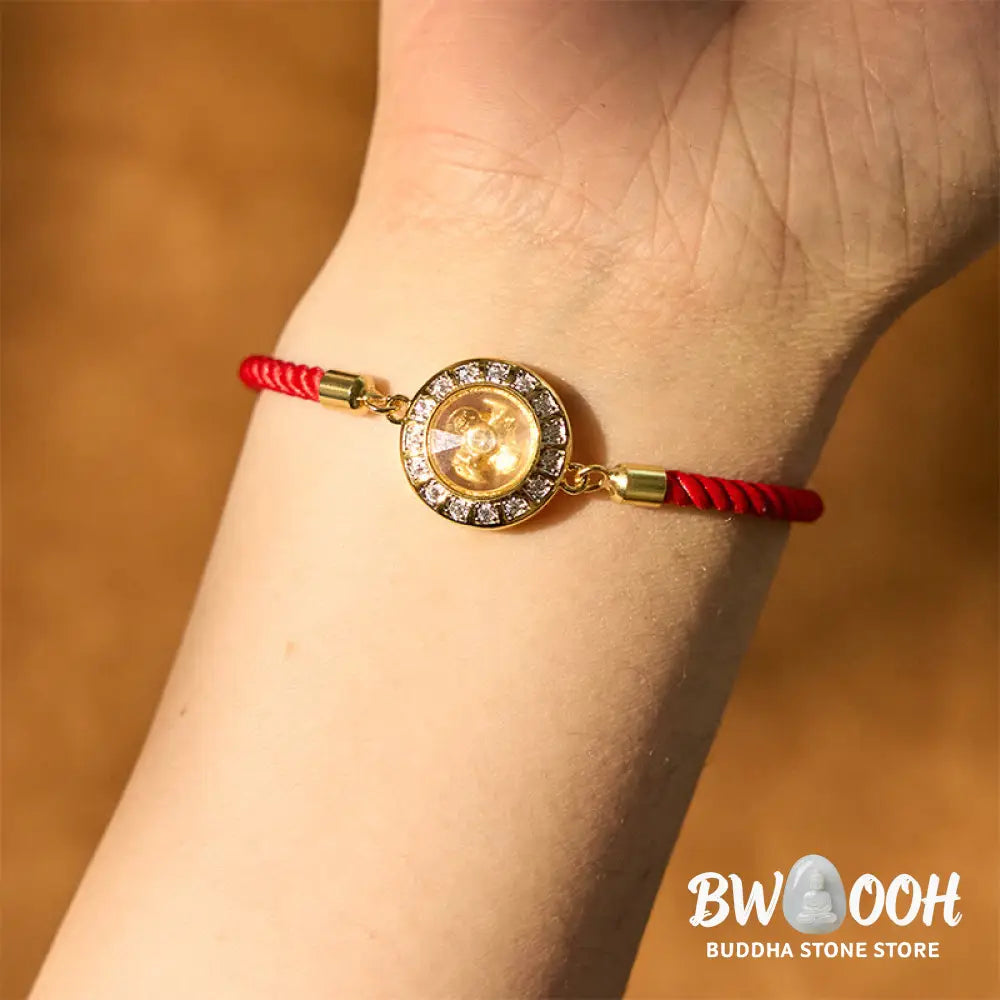 Buddha Stones Copper Brass Feng Sheng Shui Qi Rotatable Windmill Red String Faith Braided Bracelet - BWOOOH - Copper