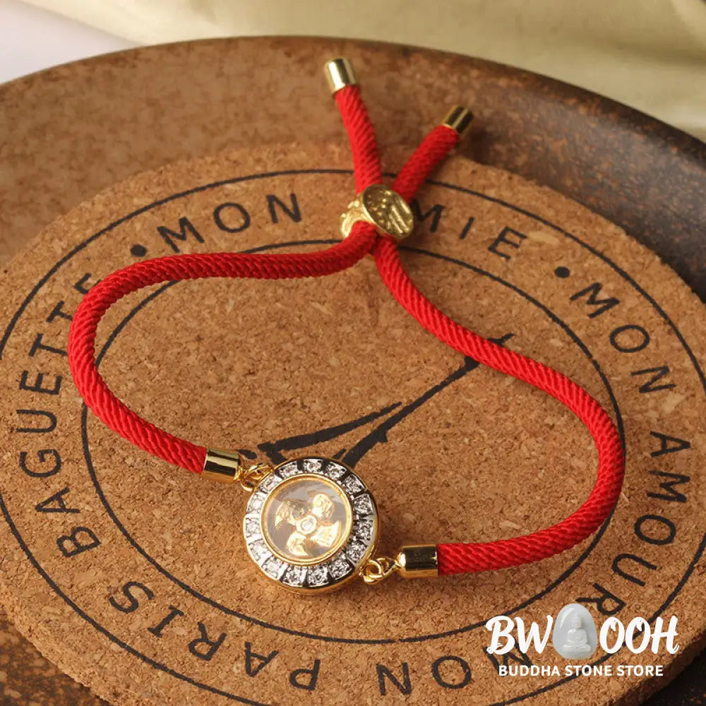 Buddha Stones Copper Brass Feng Sheng Shui Qi Rotatable Windmill Red String Faith Braided Bracelet - BWOOOH - Copper