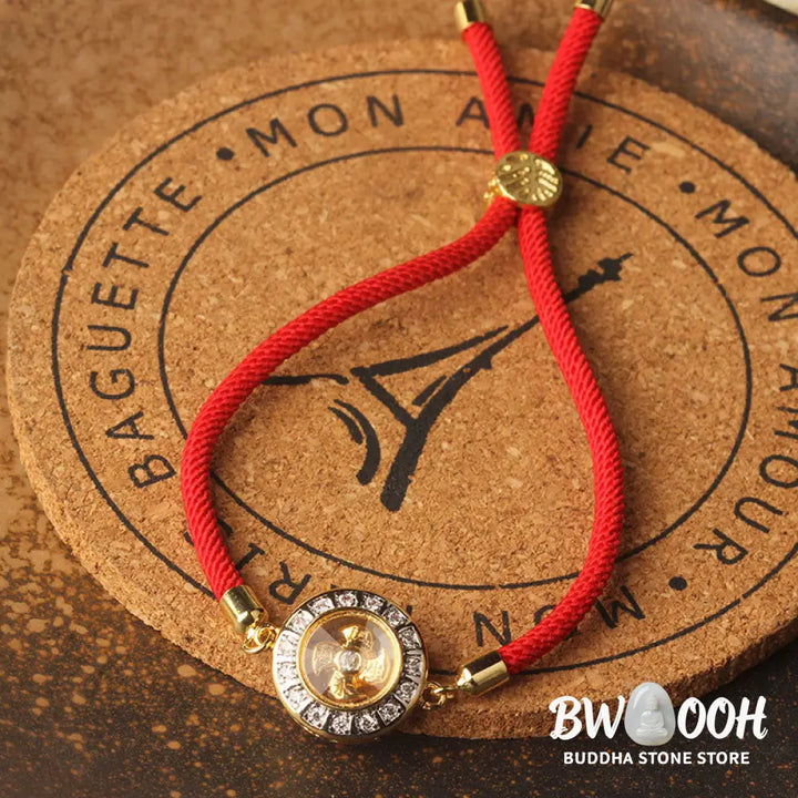 Buddha Stones Copper Brass Feng Sheng Shui Qi Rotatable Windmill Red String Faith Braided Bracelet - BWOOOH - Copper
