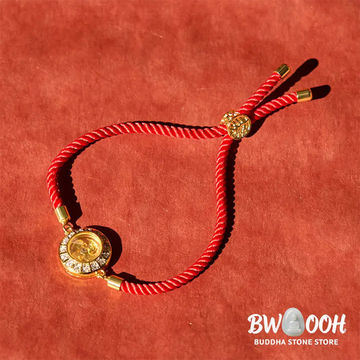 Buddha Stones Copper Brass Feng Sheng Shui Qi Rotatable Windmill Red String Faith Braided Bracelet - BWOOOH - Copper
