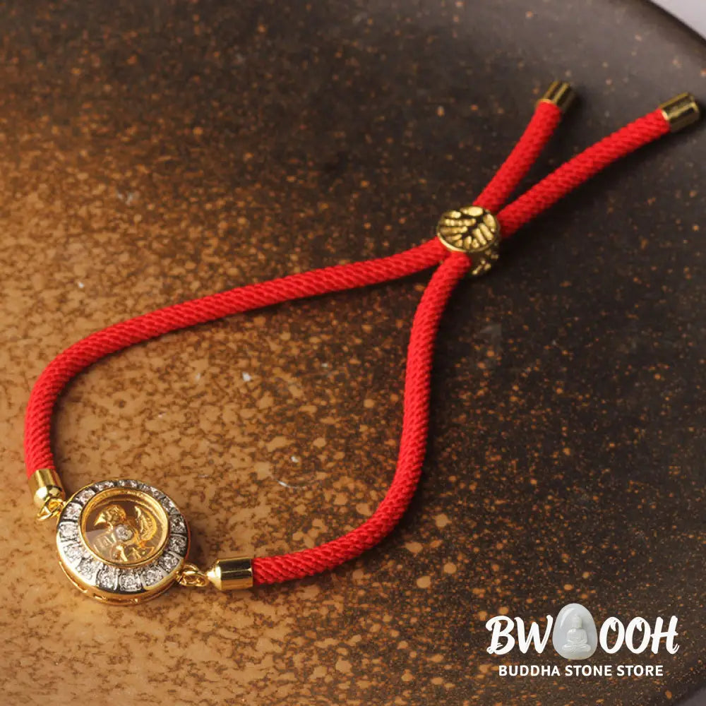 Buddha Stones Copper Brass Feng Sheng Shui Qi Rotatable Windmill Red String Faith Braided Bracelet - BWOOOH - Copper