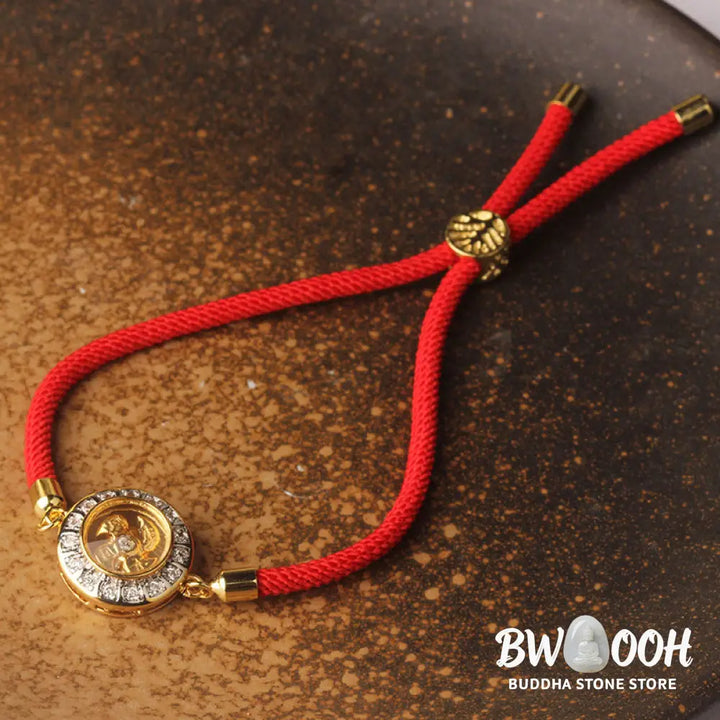 Buddha Stones Copper Brass Feng Sheng Shui Qi Rotatable Windmill Red String Faith Braided Bracelet - BWOOOH - Copper