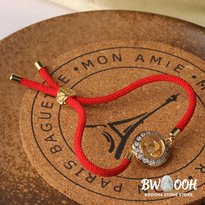 Buddha Stones Copper Brass Feng Sheng Shui Qi Rotatable Windmill Red String Faith Braided Bracelet - BWOOOH - Copper