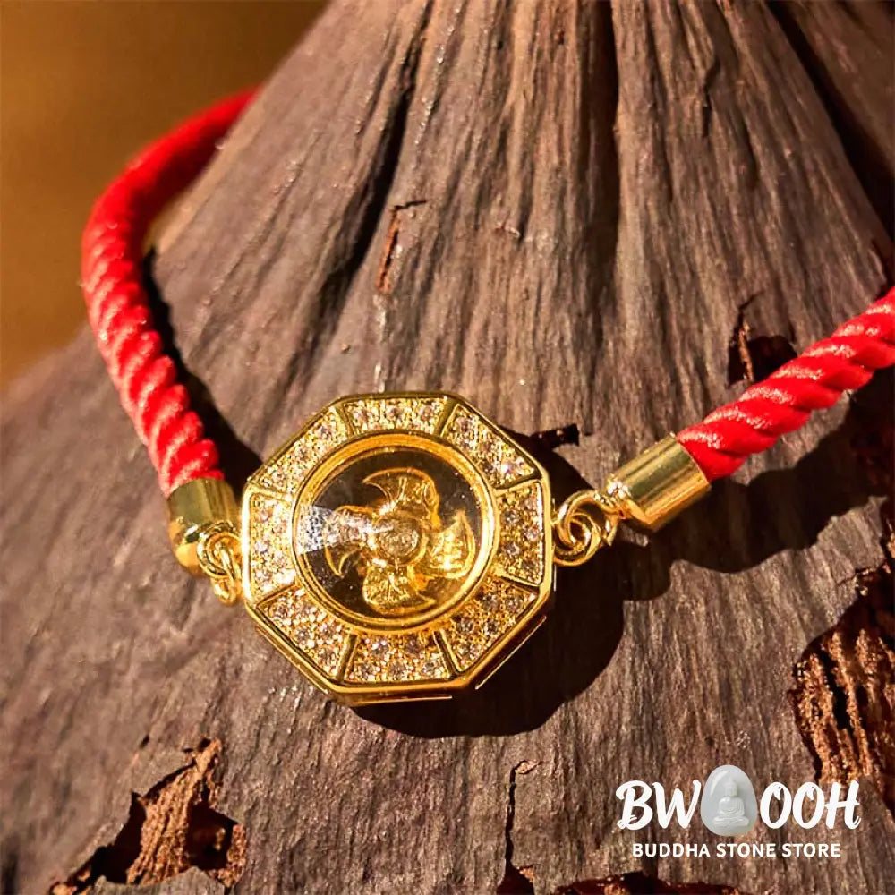 Buddha Stones Copper Brass Rotatable Windmill Feng Sheng Shui Qi Red String Faith Braided Bracelet - BWOOOH - Copper