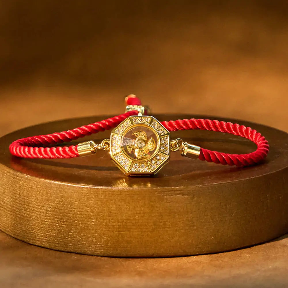 BWOOOH Copper Brass Rotatable Windmill Feng Sheng Shui Qi Red String Faith Braided Bracelet - BWOOOH - Copper