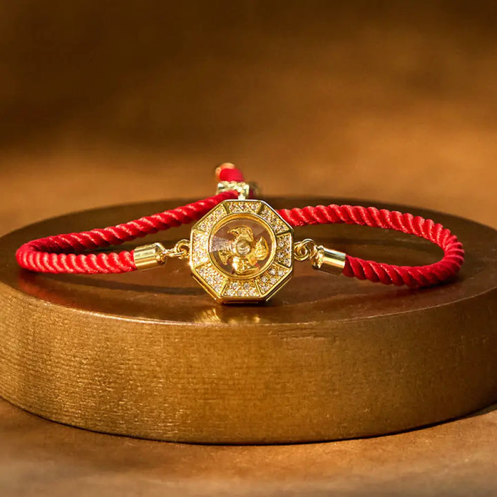 BWOOOH Copper Brass Rotatable Windmill Feng Sheng Shui Qi Red String Faith Braided Bracelet - BWOOOH - Copper