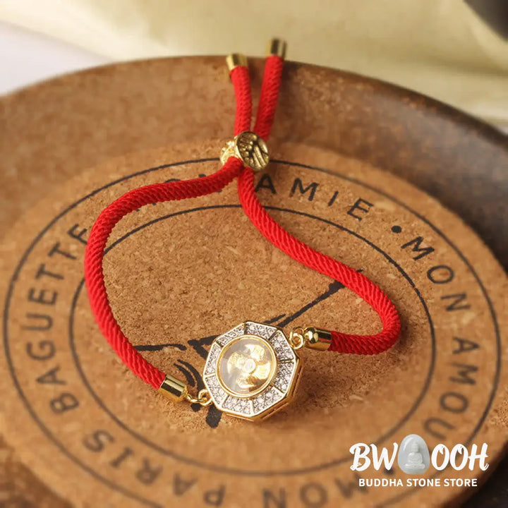 Buddha Stones Copper Brass Rotatable Windmill Feng Sheng Shui Qi Red String Faith Braided Bracelet - BWOOOH - Copper