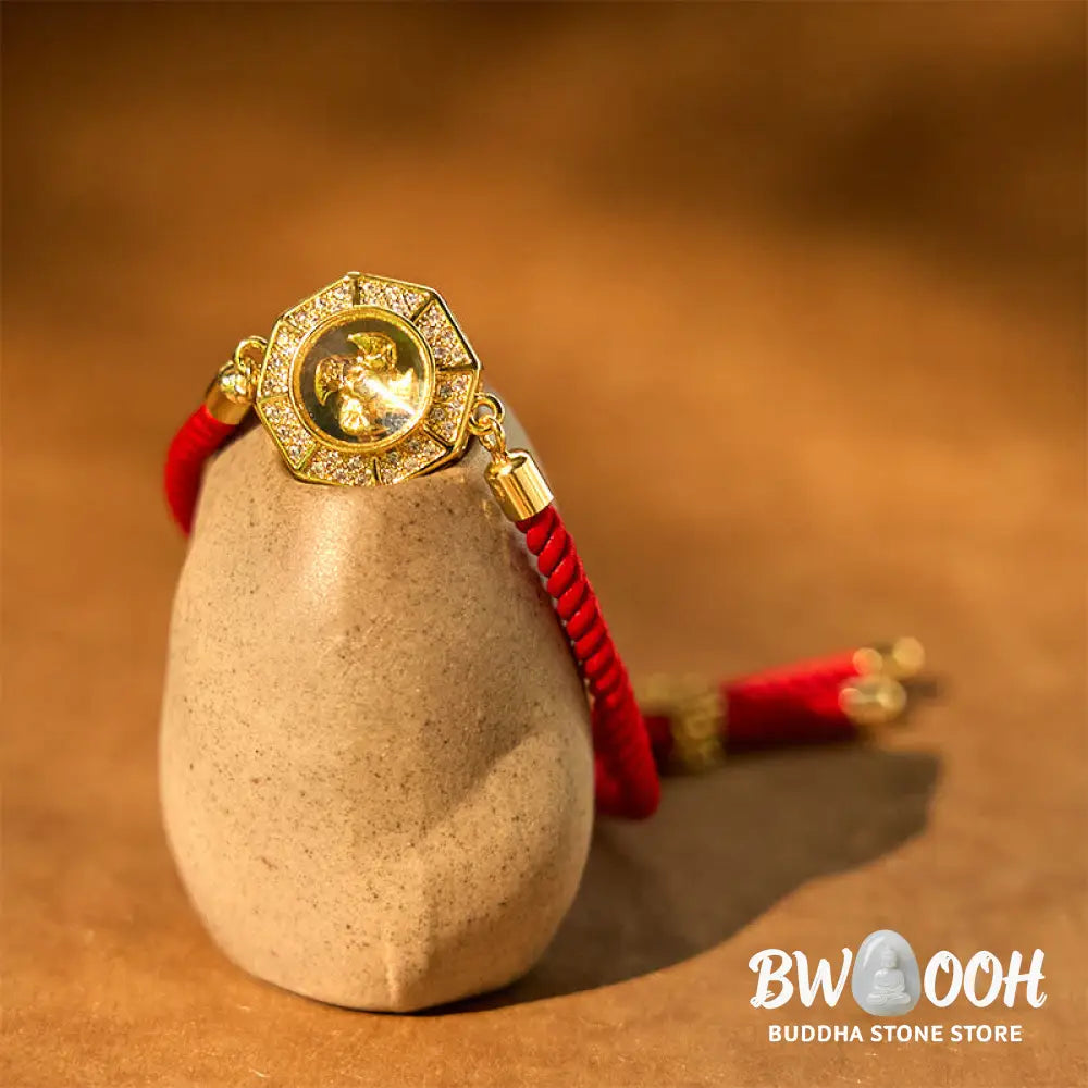 Buddha Stones Copper Brass Rotatable Windmill Feng Sheng Shui Qi Red String Faith Braided Bracelet - BWOOOH - Copper