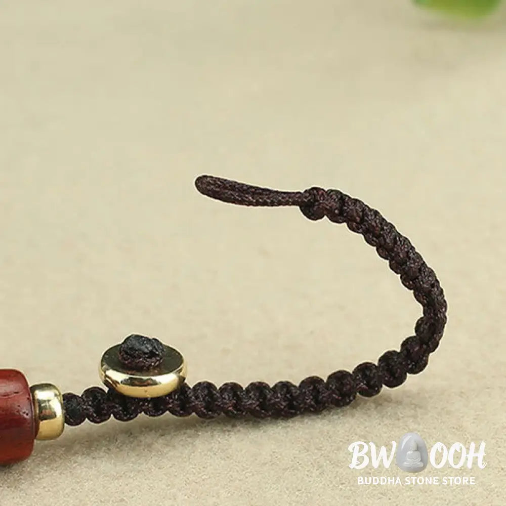Buddha Stones Copper Coin Attract Wealth Ebony Wood Red Sandalwood Luck Key Chain Decoration - Key Chain