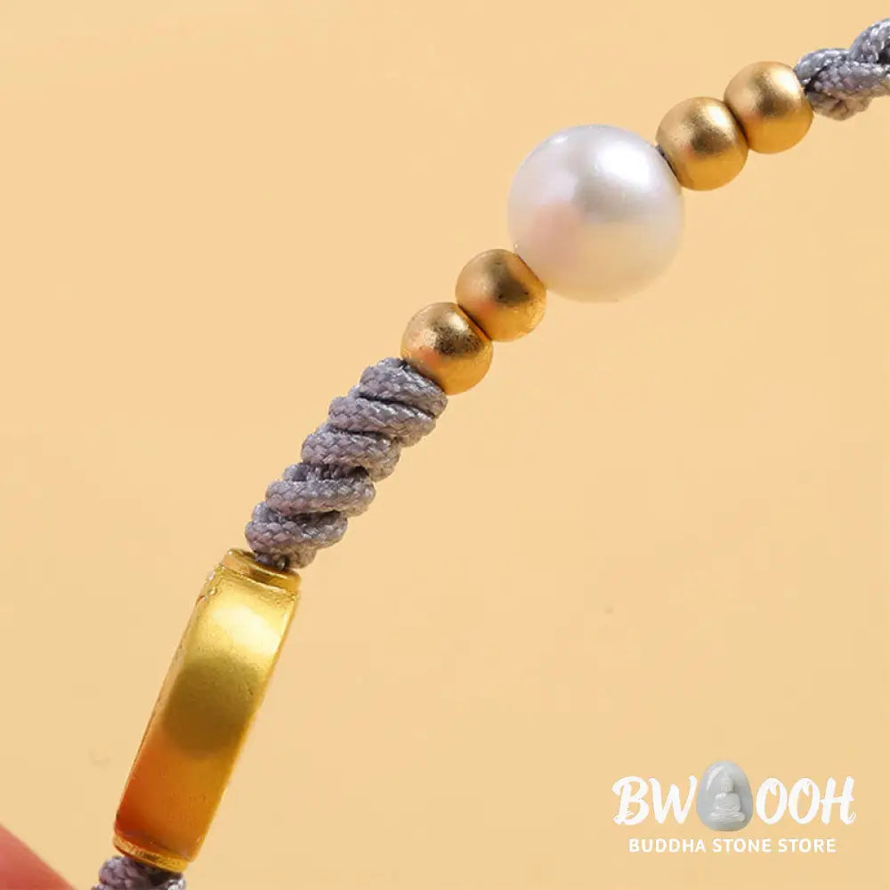 Buddha Stones Copper Coin Fortune Tree Pearl Luck Blue Rope Braided Bracelet - BWOOOH - Bracelet