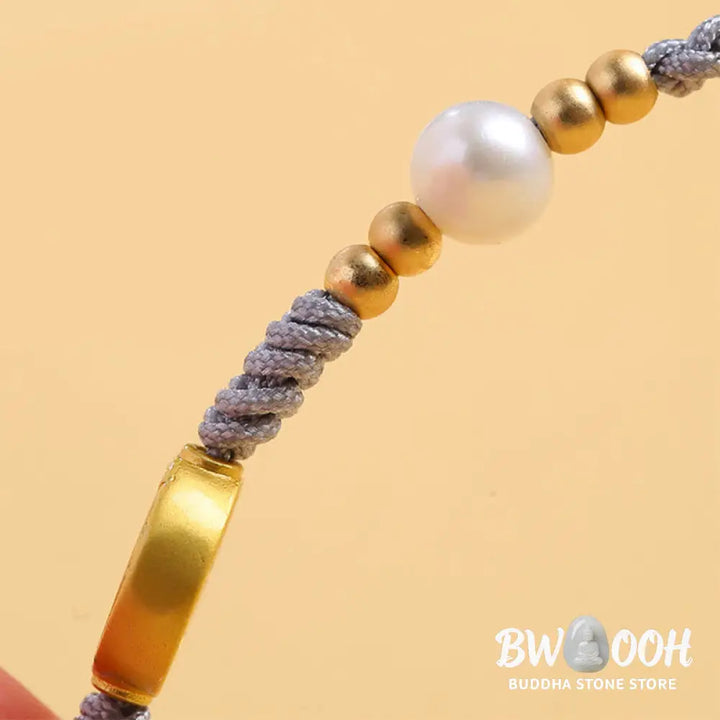 Buddha Stones Copper Coin Fortune Tree Pearl Luck Blue Rope Braided Bracelet - BWOOOH - Bracelet