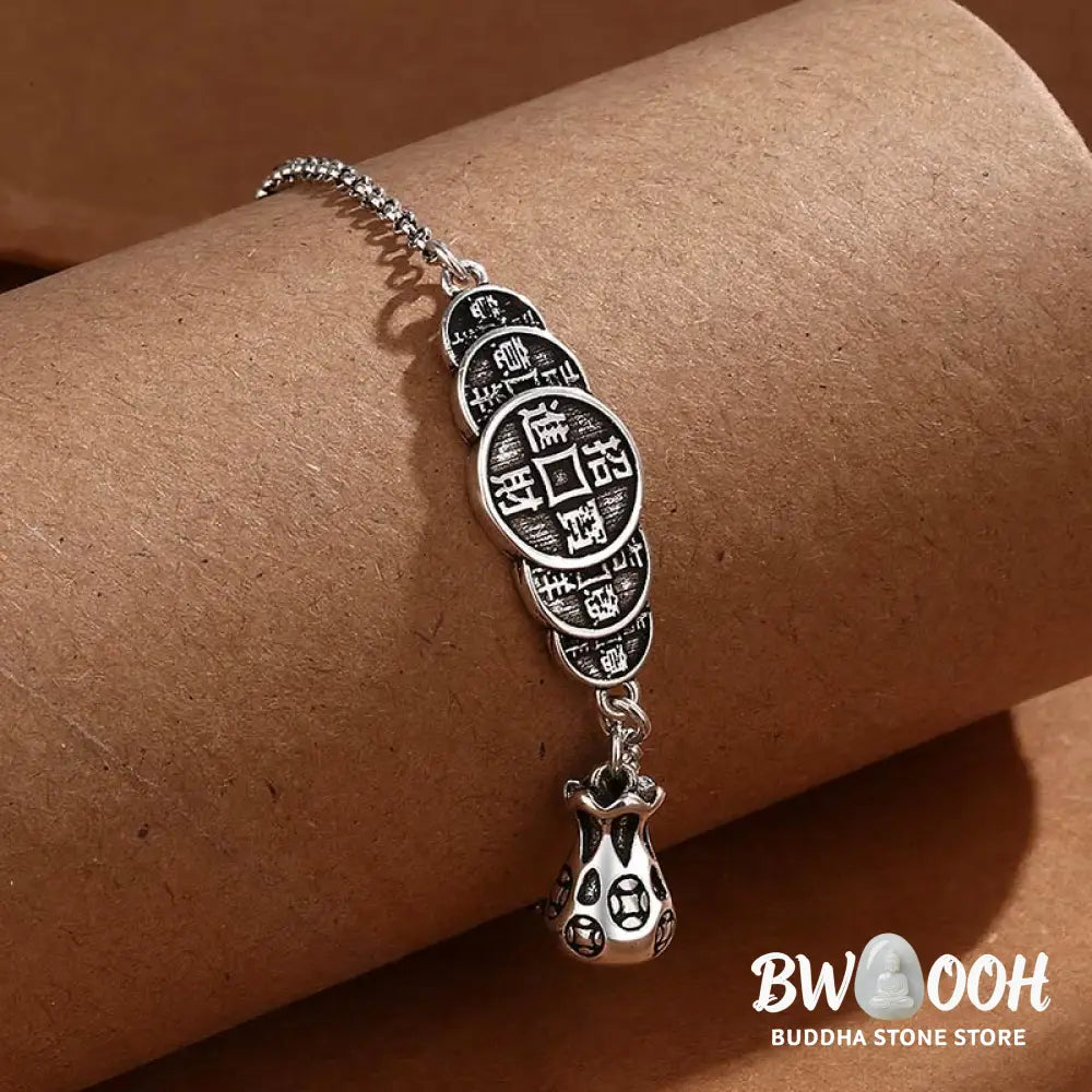 Buddha Stones Copper Coin Money Bag Wealth Bracelet - BWOOOH - Copper Coin Money Bag - Bracelet
