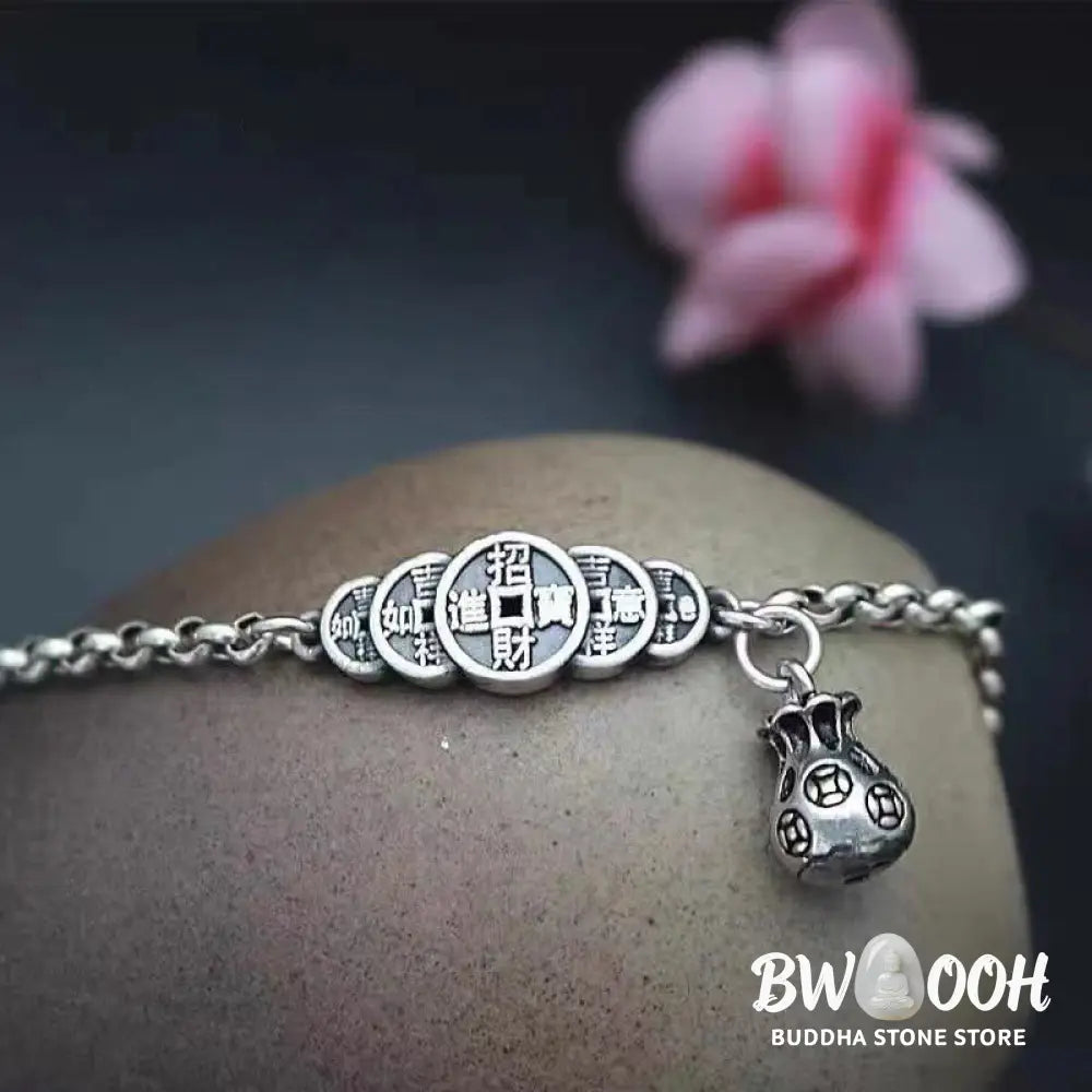 Buddha Stones Copper Coin Money Bag Wealth Bracelet - BWOOOH - Copper Coin Money Bag - Bracelet