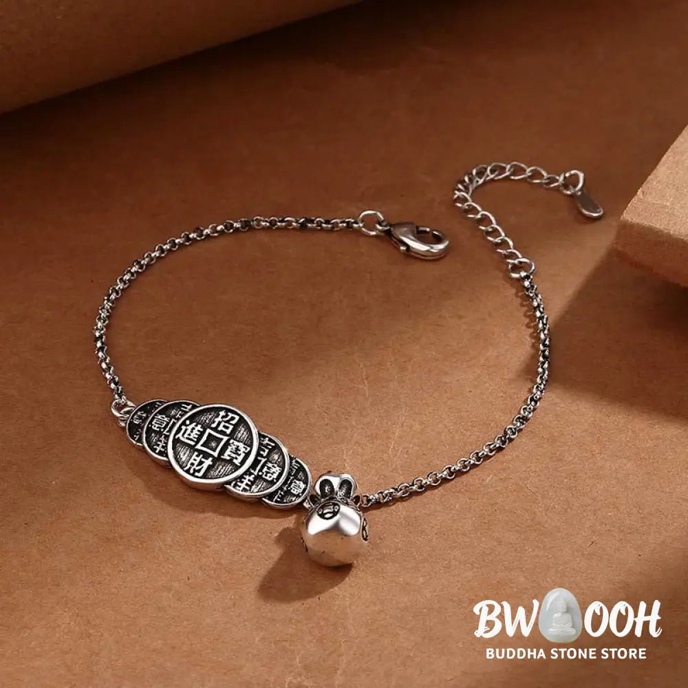 Buddha Stones Copper Coin Money Bag Wealth Bracelet - BWOOOH - Copper Coin Money Bag - Bracelet