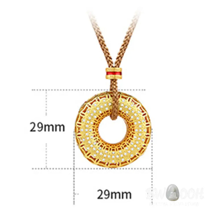 Buddha Stones Copper Coin Pattern Peace Buckle Copper Auspicious Necklace Pendant - BWOOOH - Copper Plated 24K Gold &amp;