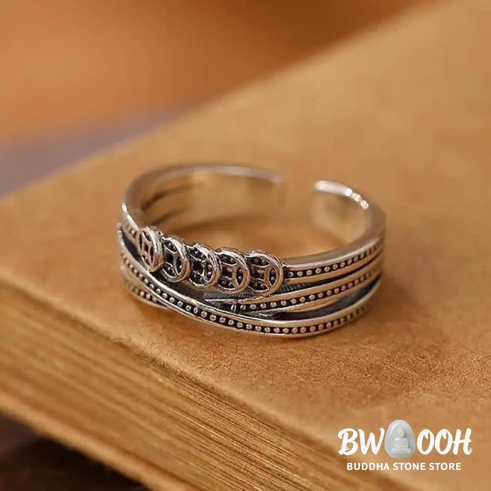 Buddha Stones Copper Coin Wealth Luck Ring - BWOOOH - Copper Coin - Ring