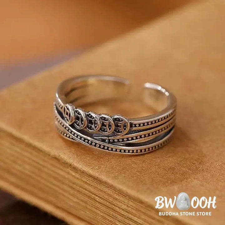 Buddha Stones Copper Coin Wealth Luck Ring - BWOOOH - Copper Coin - Ring