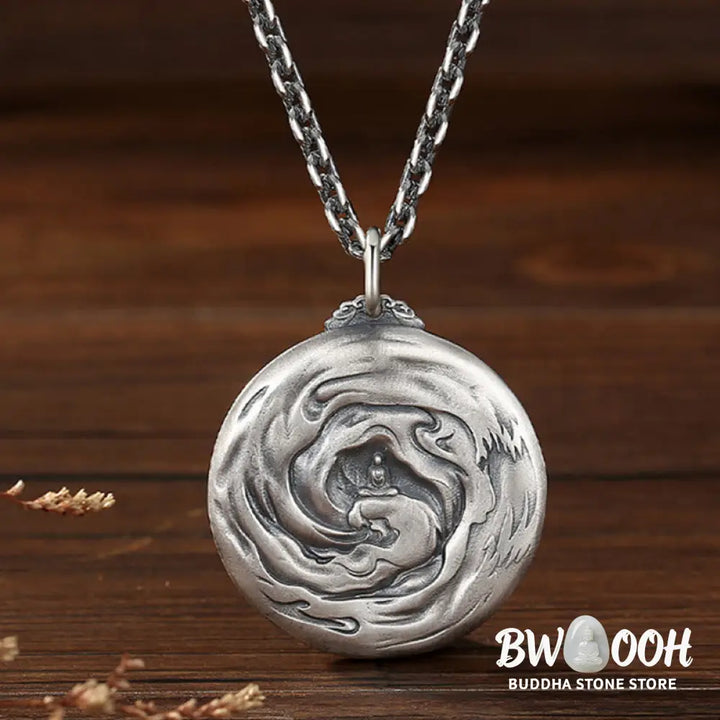 Buddha Stones Copper Buddha Demon Pattern Compassion Pendant Necklace - BWOOOH - Copper - Necklaces &amp; Pendants