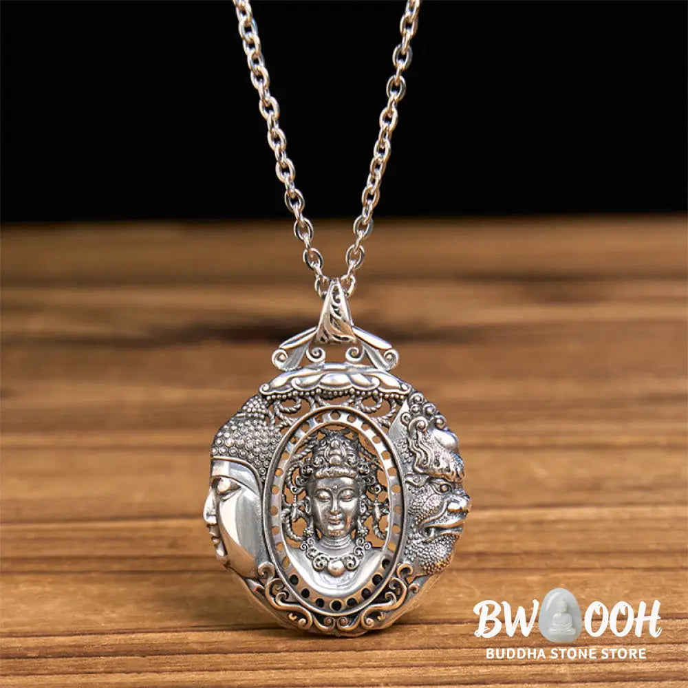 Buddha Stones Copper Buddha Devil Pattern Serenity Pendant Necklace - BWOOOH - Necklaces &amp; Pendants