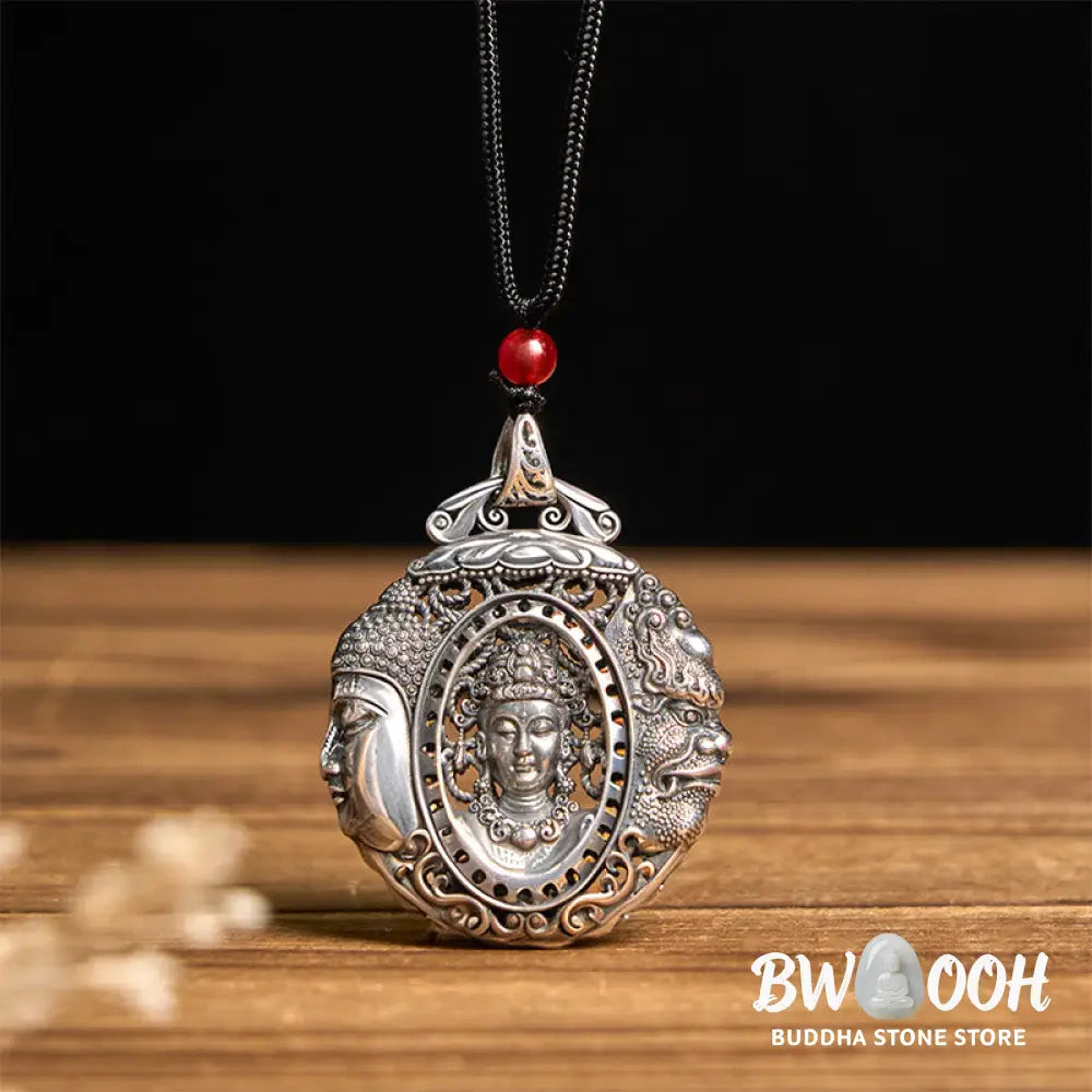 Buddha Stones Copper Buddha Devil Pattern Serenity Pendant Necklace - BWOOOH - Necklaces &amp; Pendants