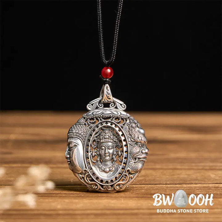 Buddha Stones Copper Buddha Devil Pattern Serenity Pendant Necklace - BWOOOH - Necklaces &amp; Pendants