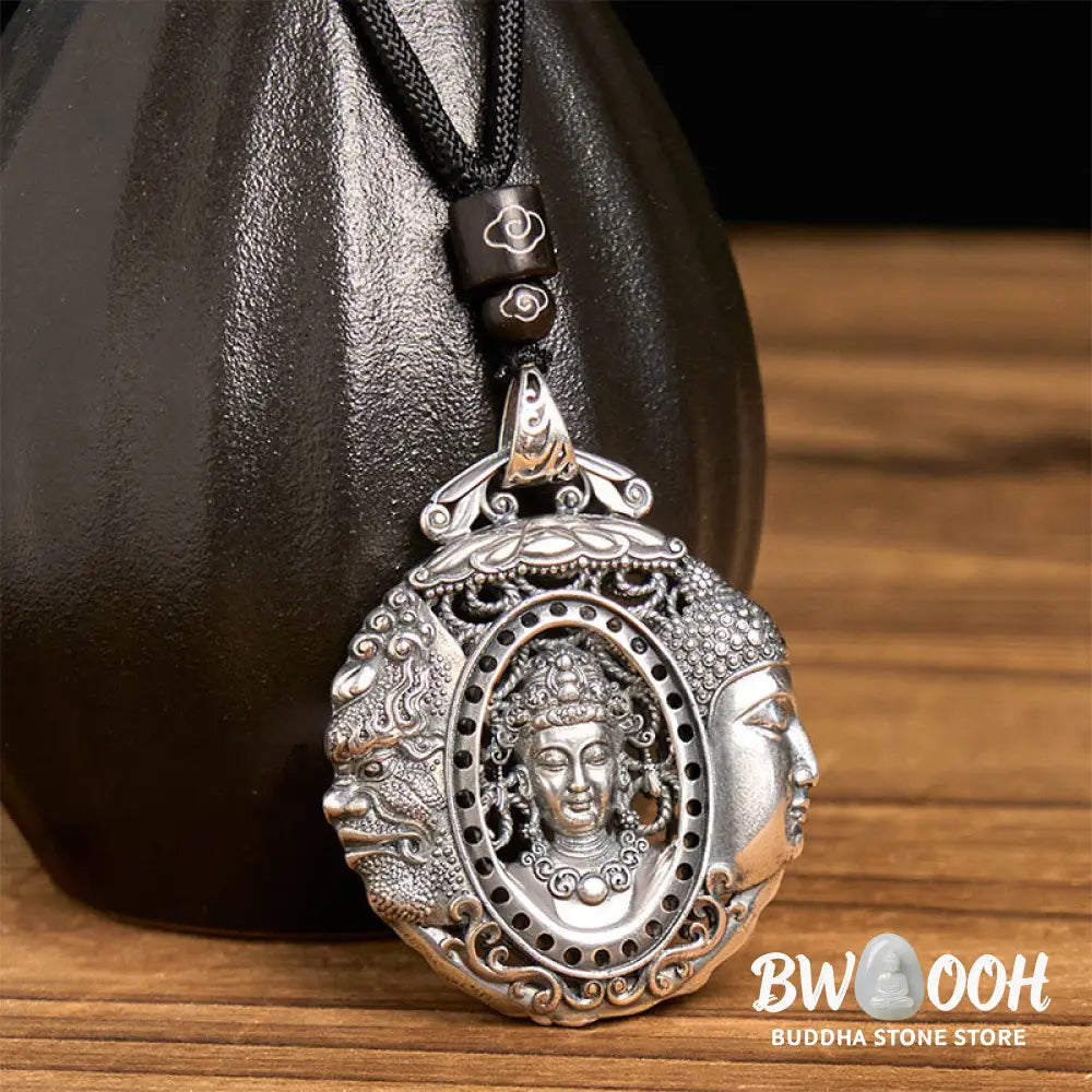 Buddha Stones Copper Buddha Devil Pattern Serenity Pendant Necklace - BWOOOH - Necklaces &amp; Pendants