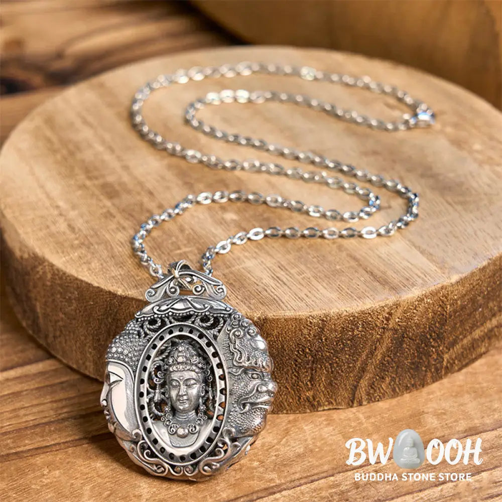 Buddha Stones Copper Buddha Devil Pattern Serenity Pendant Necklace - BWOOOH - Necklaces &amp; Pendants