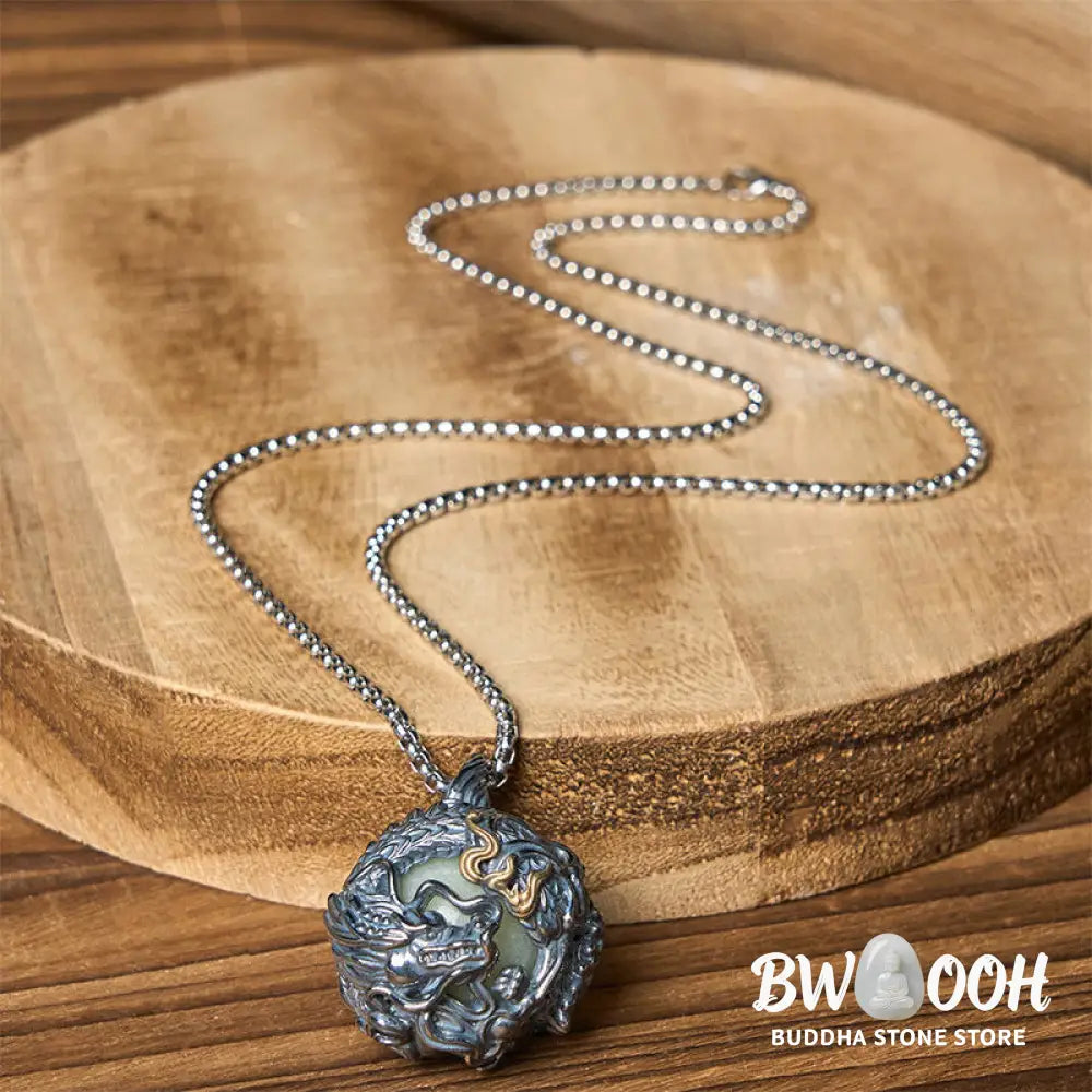 Buddha Stones Copper Dragon Surrounding Bead Strength Pendant Necklace - BWOOOH - Necklaces &amp; Pendants