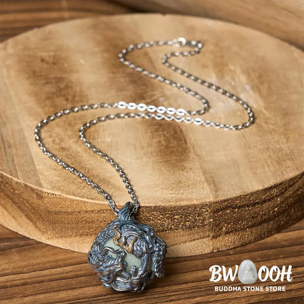 Buddha Stones Copper Dragon Surrounding Bead Strength Pendant Necklace - BWOOOH - Necklaces &amp; Pendants