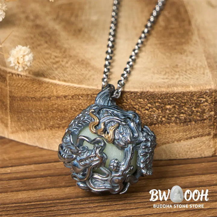 Buddha Stones Copper Dragon Surrounding Bead Strength Pendant Necklace - BWOOOH - Necklaces &amp; Pendants