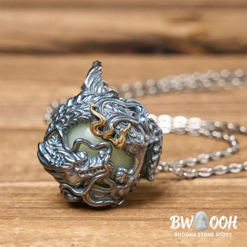 Buddha Stones Copper Dragon Surrounding Bead Strength Pendant Necklace - BWOOOH - Necklaces &amp; Pendants